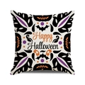 Detail of Happy Halloween pillow case with pumpkin and bat patterns on linen texture - Symmetrical Abstract Halloween Pattern Style (15)