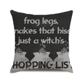 Detailed texture of cotton linen Halloween cushion cover with witch theme print - Witch's Shopping List Style (19)