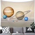 Detail view of a planetary solar system tapestry hanging over a gray sofa in a modern living room - Planets Science Art (18)