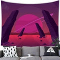 Detailed texture of cosmic planet tapestry hanging above a modern living room sofa - Surreal Universe Landscape (8)