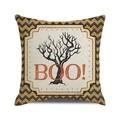 Halloween pillow cover with orange Boo lettering and chevron pattern on linen fabric - Standard Size