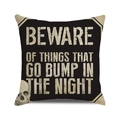 Halloween decorative pillow cover with skull graphic and distressed warning text on black - Black Distressed Skeleton Warning Style (32)