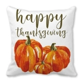 Funda de cojín Happy Thanksgiving con calabazas en acuarela y tela de durazno - Estilo Calabaza Tres Colores Happy Thanksgiving (15) / 45x45cm