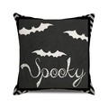 Halloween pillow cover with Spooky text, white bats silhouette and spider web pattern - Standard Size