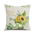 Linen pillowcase with vintage green scooter and sunflower design for home decor - One Size / Green Scooter Sunflowers Sunny Trip Style (24)