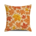 Square fall cushion cover with orange and yellow maple leaf pattern on woven fabric - Warm Tone Maple Leaf (8)