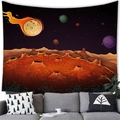 Space exploration tapestry featuring burning meteors and colorful planets for home wall decor - Peach Skin / Volcano Planet Interstellar Exploration (6) / 150x100