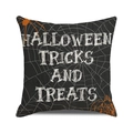 Halloween pillow cover with spider web pattern and Trick or Treat orange pumpkin design - Standard Size
