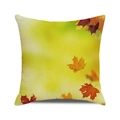 Linen cushion cover with red and yellow maple leaf prints for Thanksgiving decor - Beige Maple Leaf Pattern (11)