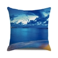 Detailed fabric texture of square cushion cover with blue ocean night beach scenery - Quiet Seaside Night Print (19)