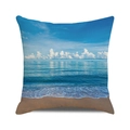Summer beach landscape throw pillow cover with blue ocean and golden sand print - Deep Blue Gradient Sea Beach (16)