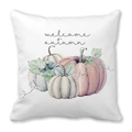 Funda de cojín de piel de melocotón con calabazas y texto Welcome Autumn - Estilo Hoja Verde Acuarela Welcome Autumn (13) / 45x45cm