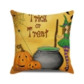 Halloween Trick or Treat throw pillow cover featuring witch and pumpkin elements - Standard Size
