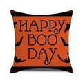 Orange Happy Boo Day Halloween cushion cover with black bats and festive typography - Orange Happy Boo Day Bat Style (24)