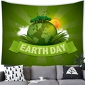 Earth Day wall tapestry featuring green globe and trees displayed in a modern living room - Earth Day Theme (10)