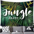 Tropical jungle leaf tapestry with Jungle Party text on a living room wall decoration - Jungle Party Style (15) / 100X70