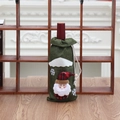 Detail of green linen Christmas wine bottle bag with Santa Claus and snowflake applique - Green