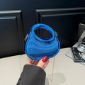Elektrisch blaue Akkordeon-Clutch mit Rundgriff und Goldkette für Damen - Blau