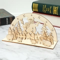 DIY Christmas wooden snowman decoration on white marble table with winter scenery details - Snowman