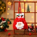Sacchetto regalo di Natale in peluche rosso con Babbo Natale 3D e chiusura a coulisse - Babbo Natale