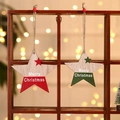 Ornamenti natalizi in legno a forma di stella con stampa Merry Christmas e spago - Stella a cinque punte