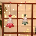 Addobbi natalizi in legno fatti a mano con scritta Merry Christmas nei colori rosso e verde - Albero di Natale