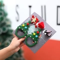 Details zu Weihnachts-Haarspangen mit Glitzerbäumen und Hüten auf einer Festkarte - Weihnachtsbaum-Stil