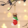 Reindeer in Christmas stocking hanging ornament with Baby's 1st text on festive background - Elk Style
