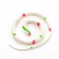 Realistic 70cm white rubber toy snake with green and red spots for Halloween pranks - White