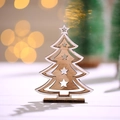 Wooden Christmas tree tabletop ornament with hollow star design and white painted edges - Christmas Tree