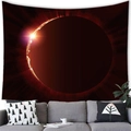 Solar eclipse wall tapestry with fiery corona hanging above a minimalist sofa - Solar Eclipse Wonder (11)