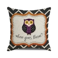 Halloween owl throw pillow cover with Trick or Treat theme and black chevron border - Standard Size