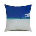 Tropical beach scene throw pillow cover featuring palm trees and blue ocean scenery - Full Tropical Island Scenery (21)
