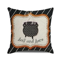 Halloween decorative pillowcase with witch cauldron design and boil and brew text - Standard Size / Black White Stripes Witch Cauldron