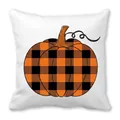 Funda de cojín de otoño con calabaza de cuadros naranjas en tela de piel de melocotón - Estilo Calabaza a Cuadros Naranja Negro (20) / 45x45cm