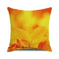 Square fall pillow cover with warm orange and yellow autumn leaves design on cotton linen - Late Autumn Warm Leaves (18)