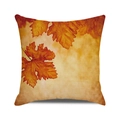 Vierkante herfst kussenhoes met oranje esdoornblad print op linnen textuur materiaal - 45cmx45cm / Oranje Rode Geaderde Realistische Esdoorn (34)