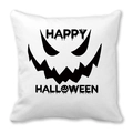 Close-up of Happy Halloween pillowcase with pumpkin face on white peach skin fabric - Happy Halloween Pumpkin (17)