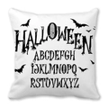 Macro view of Halloween alphabet print with bats on white peach skin pillow cover - Halloween Alphabet Bats (18)