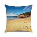 Square linen cushion cover with vivid tropical beach landscape and ocean scenery - Gradient Ocean Rocky Shore (24)