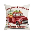 Linen cushion cover with red harvest truck and watercolor pumpkin design for Thanksgiving - One Size / Homegrown Organic Pumpkins Red Pickup Style (36)