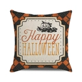 Halloween throw pillow cover with Happy Halloween text and vintage pumpkin art print - Standard Size