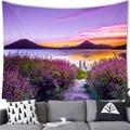 Detailansicht eines Wandteppichs mit Lavendelfeld bei Sonnenuntergang für die Wohnung - Muster 7 / 100x70(Pfirsichhaut)