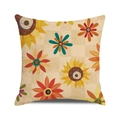 Kussenhoes met herfstbloemen op beige geruite stof voor herfstdecoratie - 45cmx45cm / Flat Art Florale Stijl (36)