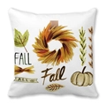 Funda de cojín de piel de melocotón con estampado de calabaza y hojas de otoño - Estilo Círculo Trigo Tema Otoño (23) / 45x45cm