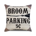 Halloween Broom Parking decorative linen pillow case with vintage rustic wood texture - Broom Parking Fees Vintage Style (33)