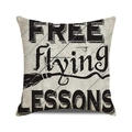Halloween decorative square pillow cover with Free Flying Lessons text and broom design - Free Flying Lessons Vintage Style (34)
