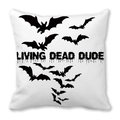 Halloween pillow cover with black bats and Living Dead Dude text on white peach skin - Living Dead Dude Bat (21)