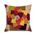 Vierkante kussenhoes met kleurrijke herfstblaadjeskrans op witte achtergrond - 45cmx45cm / Radiale Gekleurde Bladeren Stijl (40)