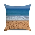 Square cushion cover with a realistic summer beach and ocean palm tree print design - Realistic Style Beach Scenery Print (29)
